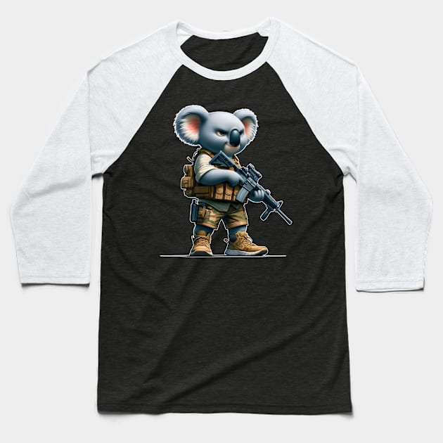 Tactical Koala Baseball T-Shirt by Rawlifegraphic